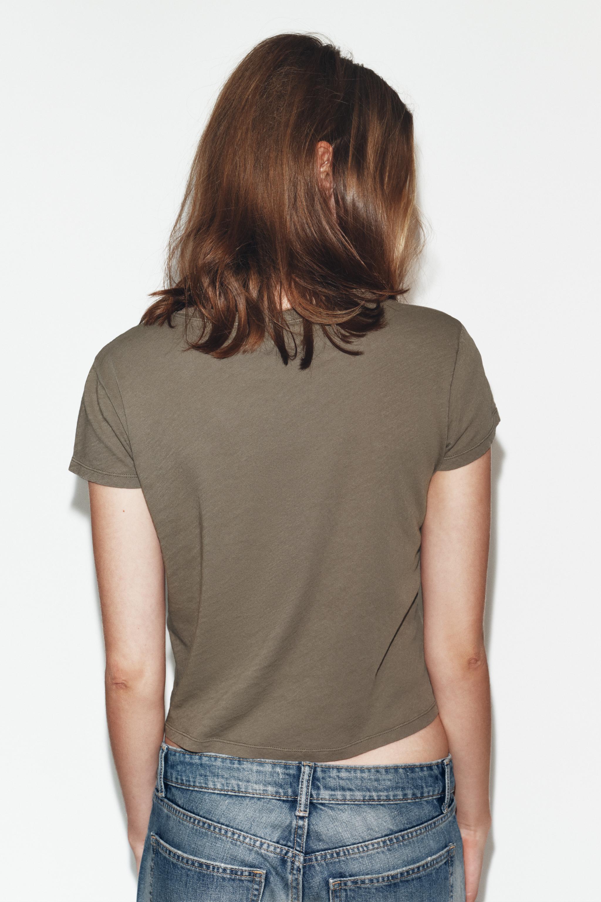 YIRTMAÇLI KISA KOLLU T-SHIRT - Görsel 3