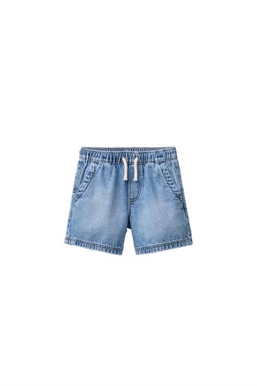 ラベル付きデニムバミューダパンツミディアムブルーZaraのラベル付きデニムバミューダパンツ - ミディアムブルー