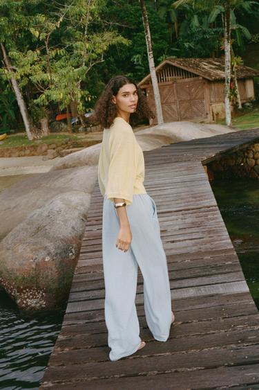 KNIT SWEATER WITH LOOSE-FIT SLEEVES - Light yellow by Zara - Image 4