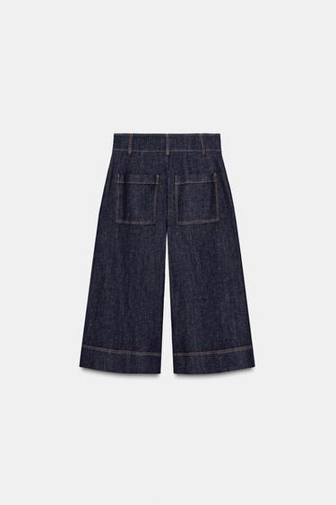 SHORT LONG EN JEAN À PINCES Z1975 - Bleu de Zara - Image 8