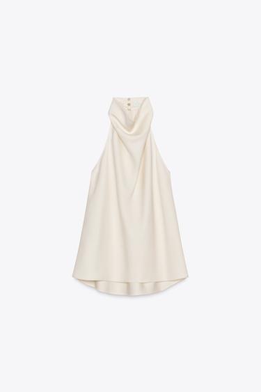 TOP HALTER FLUIDE ZW COLLECTION - Écru de Zara - Image 3