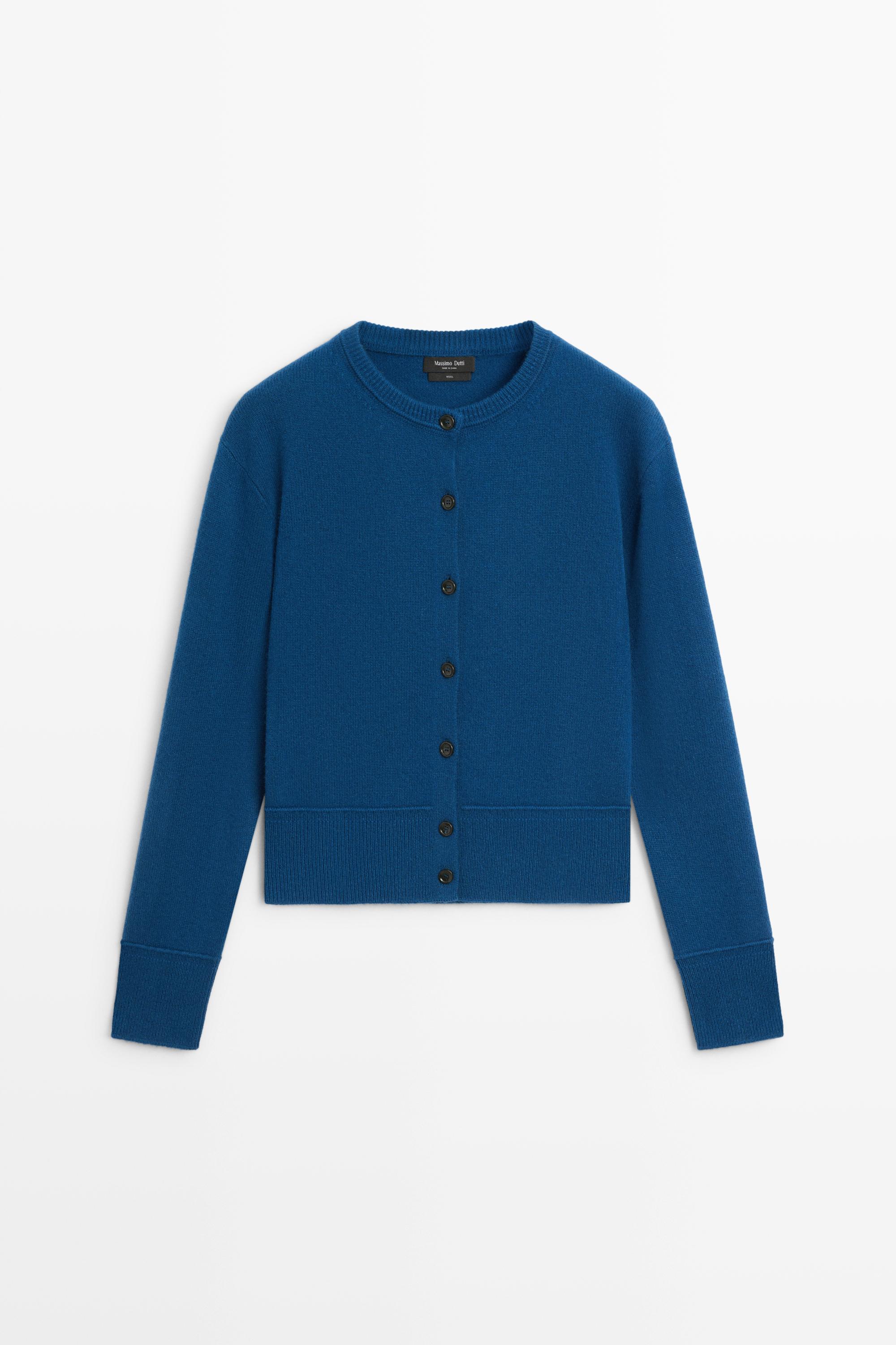 Cardigan court en maille 100 % laine