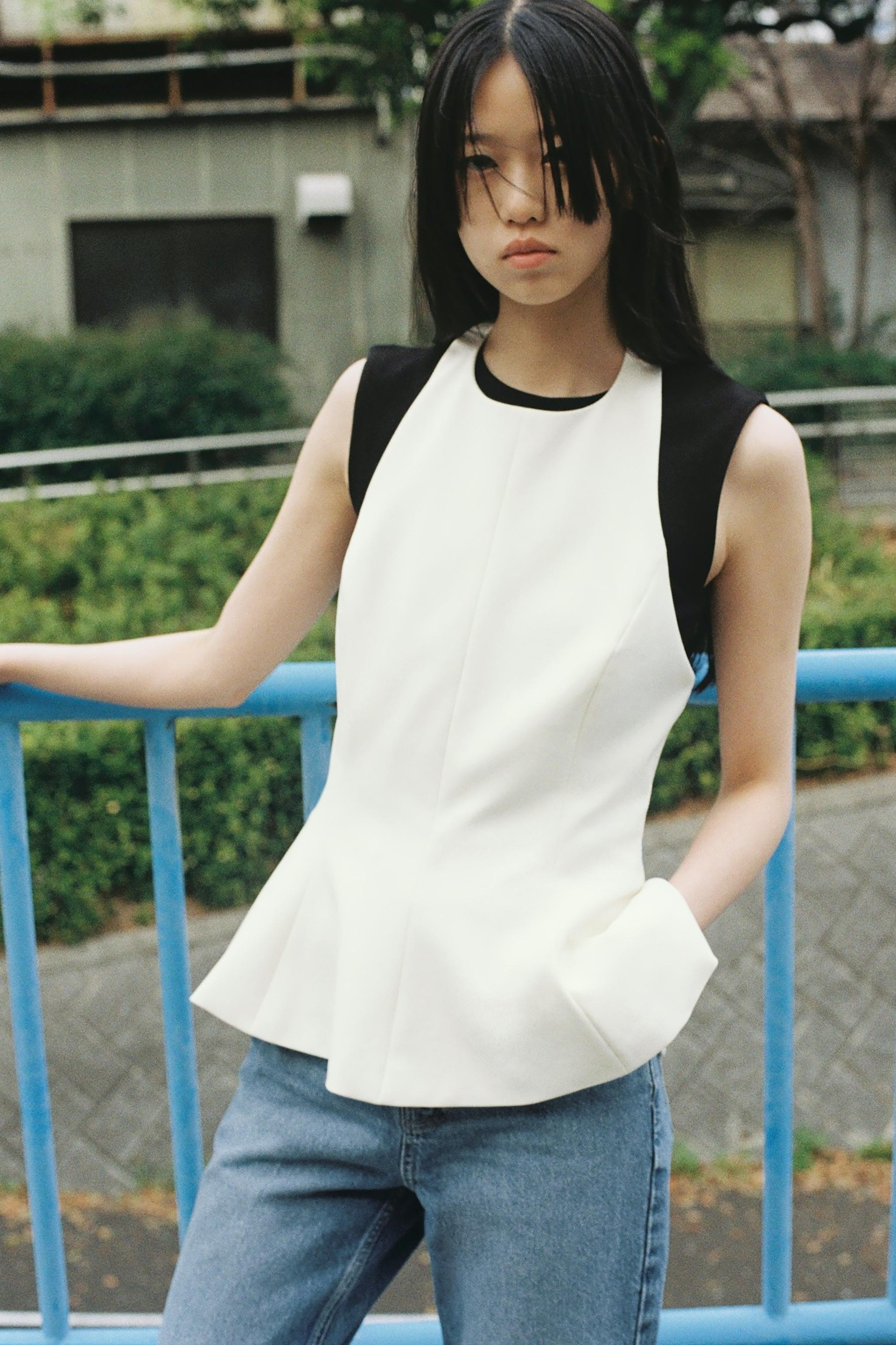 ZARA ペプラム ストレッチ トップス 5584/150 PEPLUM STRETCH TOP - Black | ZARA United States
