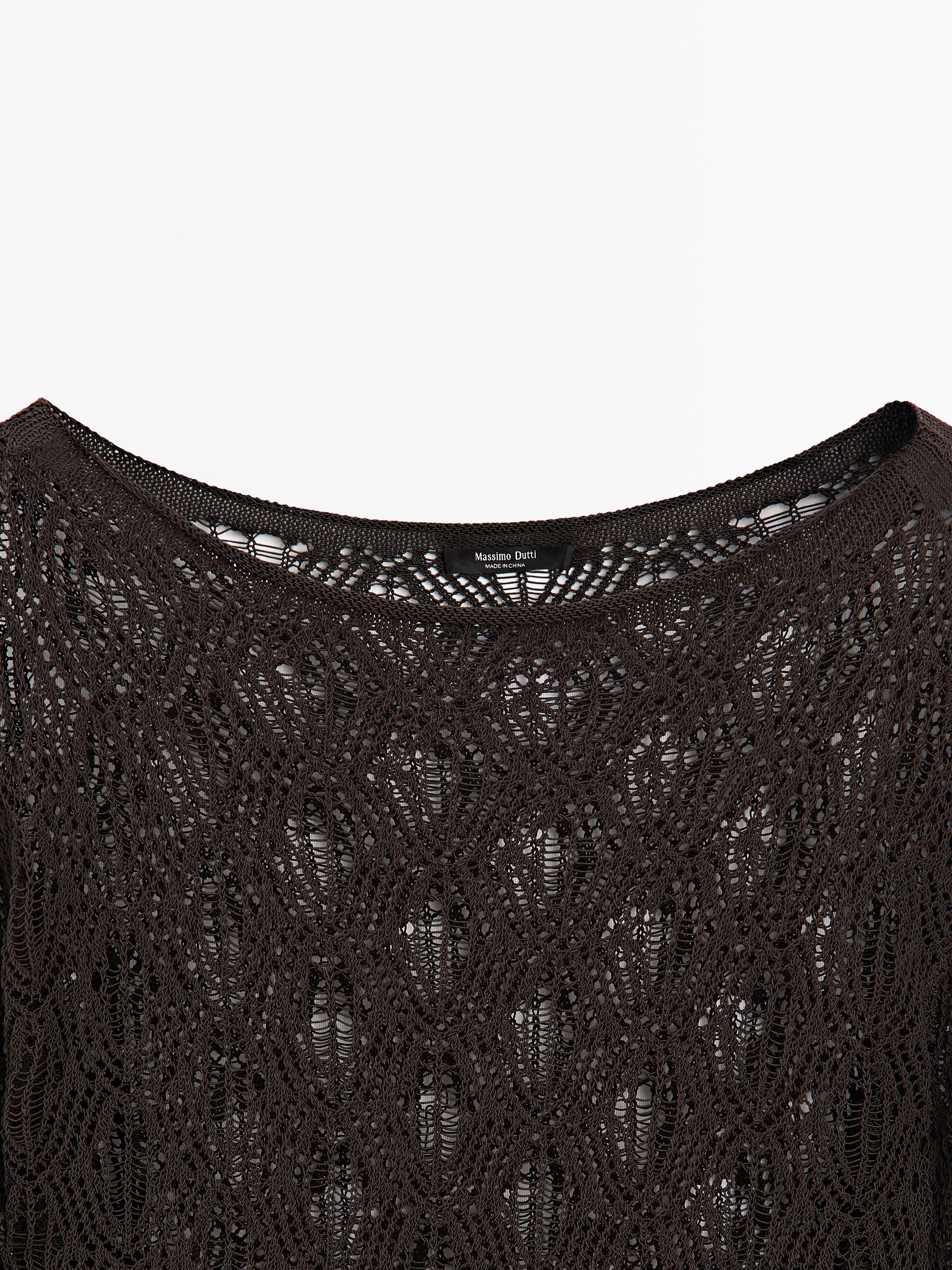 Boatneck sweater with openwork detail