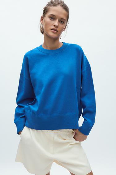 PLAIN KNIT SWEATSHIRT - Bluish by Zara - Image 1