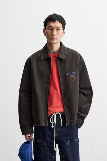 JACKET WITH CONTRAST EMBROIDERY - Brown by Zara