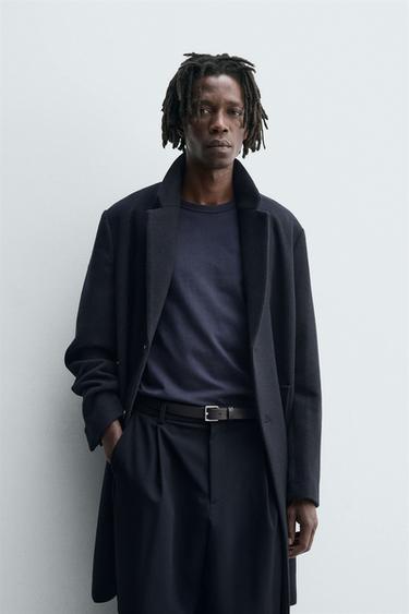 PALLTO REGULAR FIT ME LESH - Blu marinari nga Zara