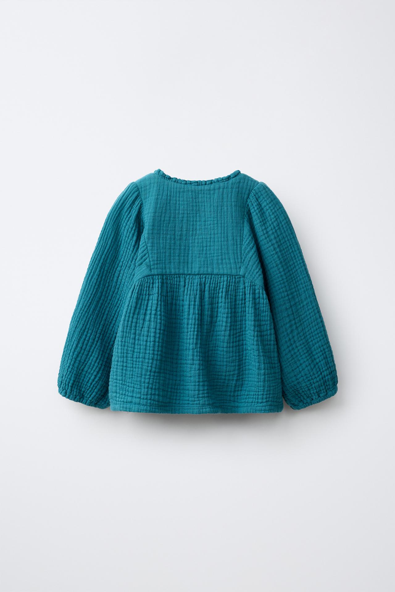 TEXTURED BUTTON SHIRT — Duck blue