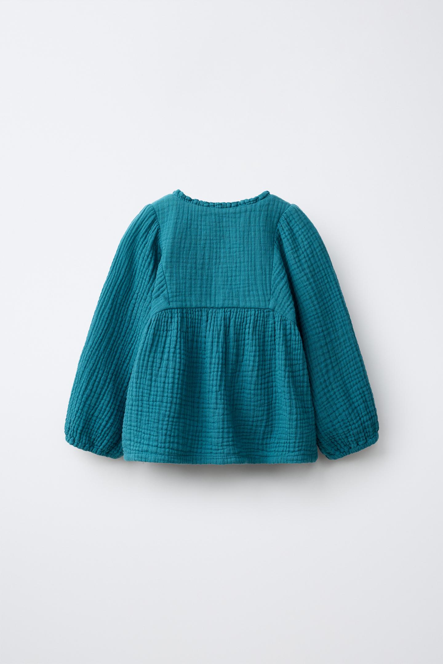 Детская рубашка Zara Textured Button, цвет: Синий — фото 2