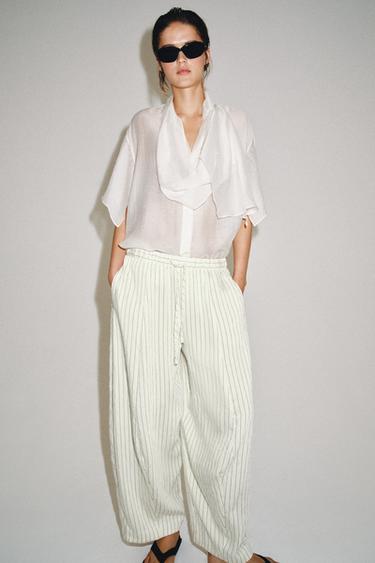 ZW COLLECTION BARREL TROUSERS - striped by Zara