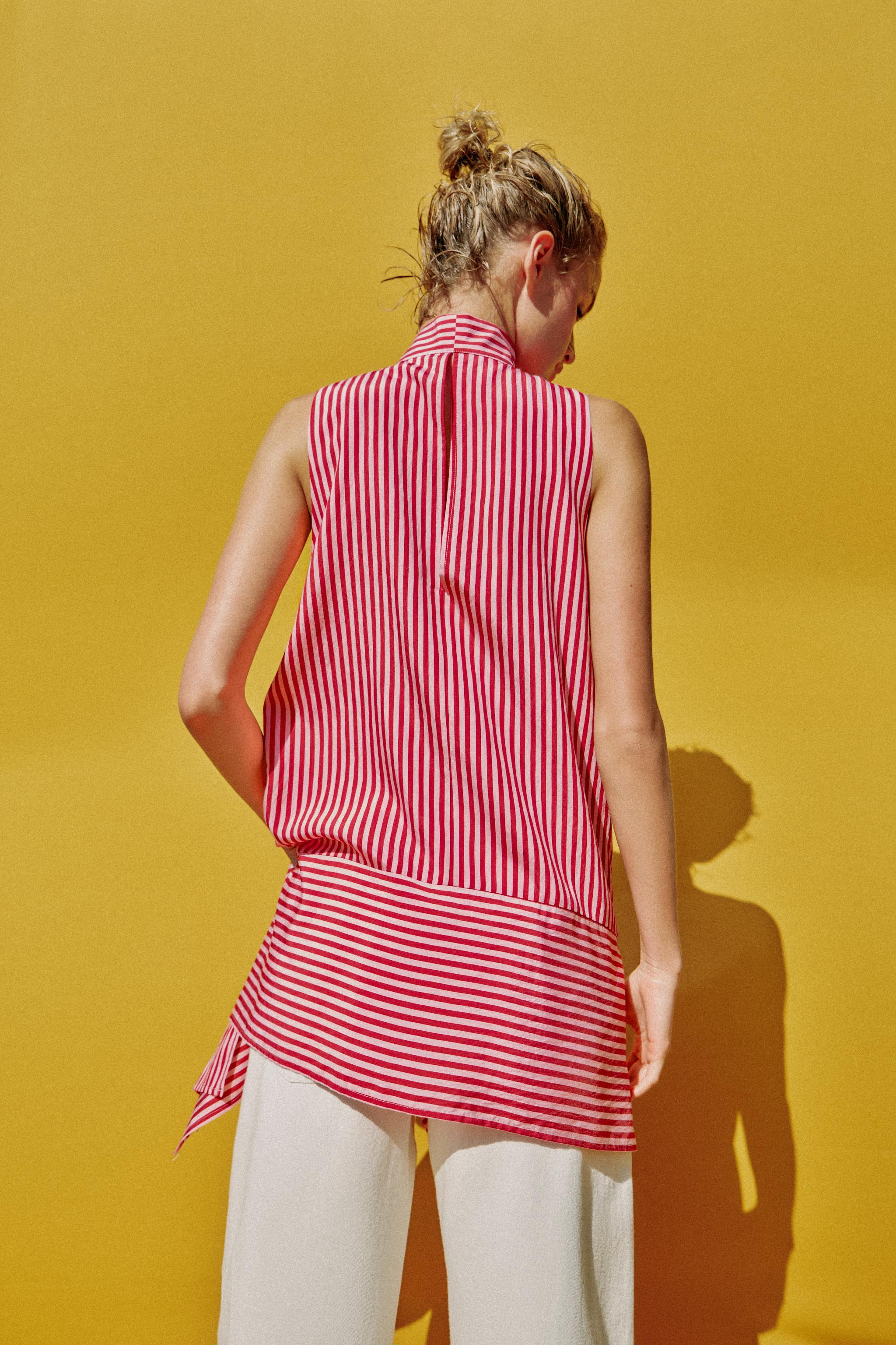 ASYMMETRIC STRIPED TOP - Fuchsia | ZARA United States