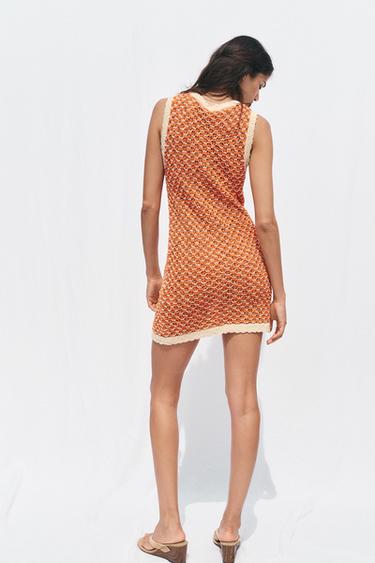 STRUCTURED KNIT MINI DRESS - Orange by Zara - Image 3