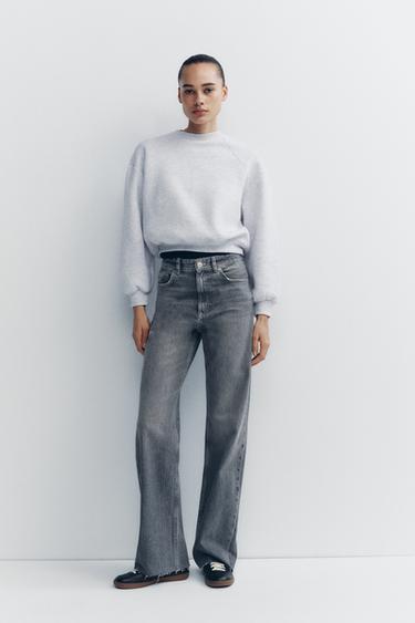 TRF WIDE-LEG HIGH-WAIST JEANS - Grey by Zara