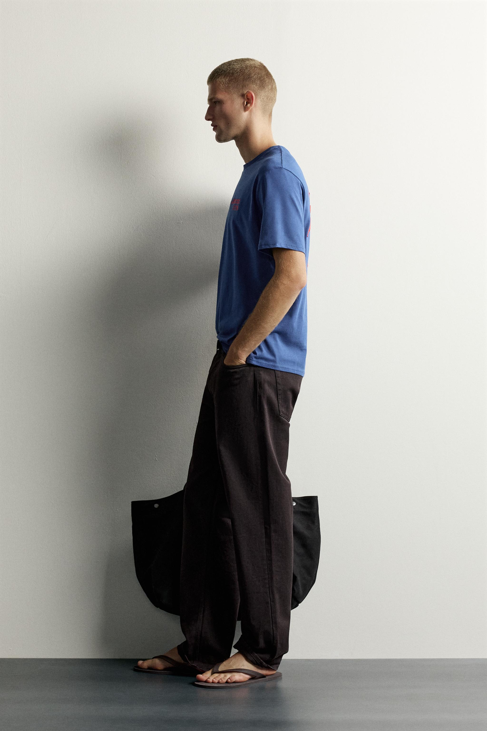 Мужские футболки Zara COMBINED EMBROIDERED T-SHIRT — фото 4