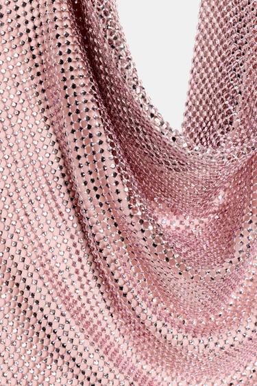 TOP ROUGE HALTER PAILLETTES - Rose de Zara - Image 6