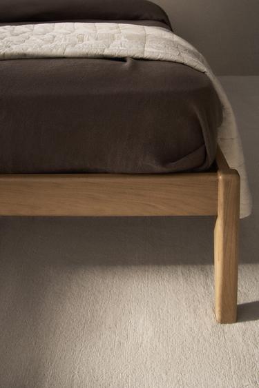 BED FRAME WITH OAK - Light beige by Zara