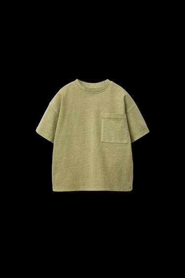 T-SHIRT MIT TASCHE – GARMENT DYE - Khaki von Zara - Bild 0