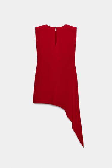 ASYMMETRIC SHORT DRESS WITH SHOULDER PADS - Dark red by Zara - Image 9