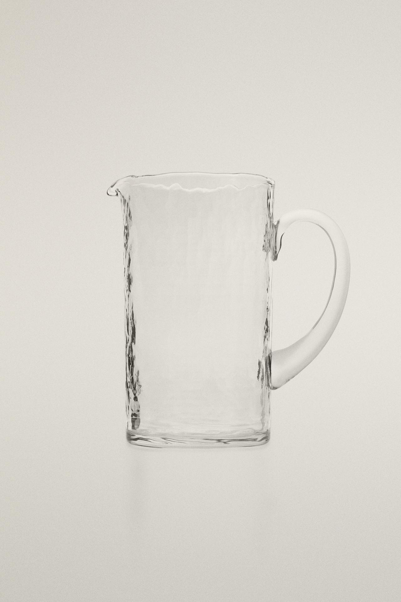 HAMMERED GLASS PITCHER — Transparent