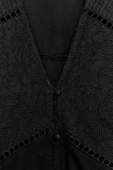 PUFF SLEEVE POPLIN TOP - Black by Zara - Image 6