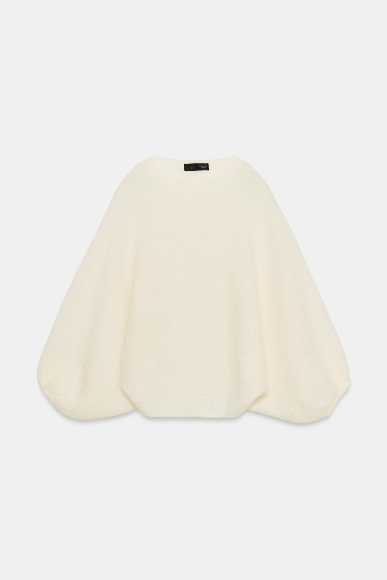 VOLUME SLEEVE SWEATER — Ecru