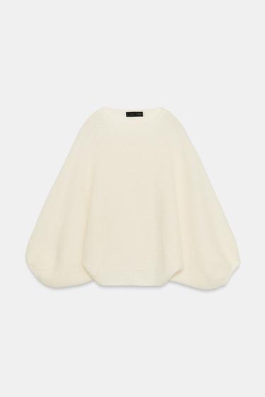 VOLUME SLEEVE SWEATER — Ecru 2