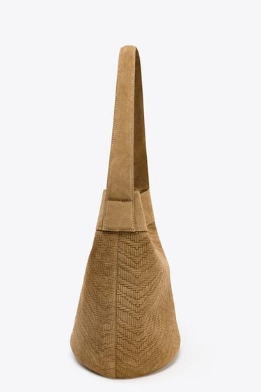 MAXI SAC SEAU TRESSÉ EN CUIR - Marron de Zara - Image 4