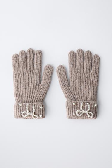 GANTS EN TRICOT PERLES - Marron chiné de Zara - Image 3