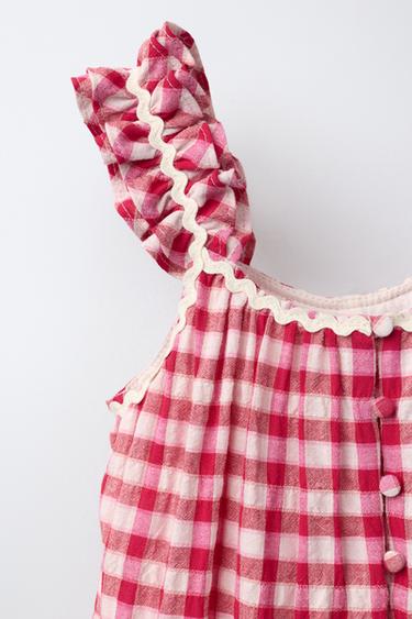 COMBI-SHORT À CARREAUX ONDULÉE - Rose / Blanc de Zara - Image 2