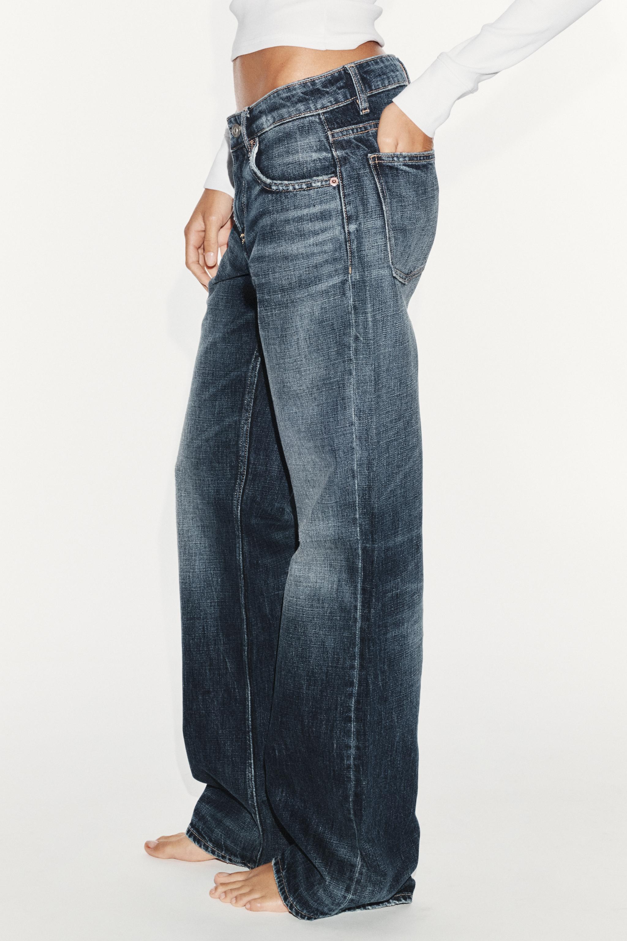 Zara Trf Düşük Bel Geniş Paça Jean görsel 5