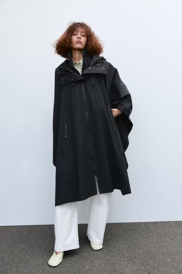 OVERSIZE WATER-REPELLENT CAPE ZW COLLECTION - Navy blue by Zara - Image 0