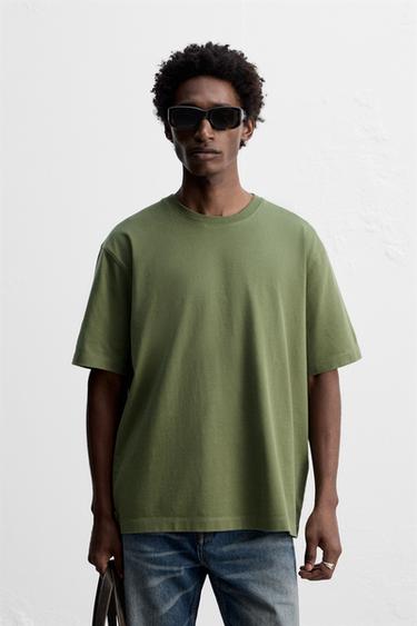 CAMISETA HEAVY WEIGHT DE MANGA CURTA - Verde-oliva da Zara