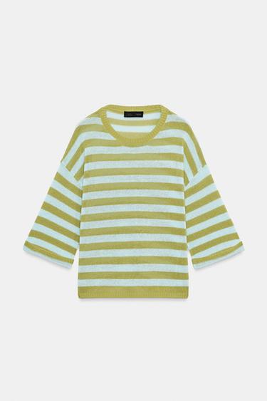 TOP EN MAILLE À RAYURES - Raie verte de Zara - Image 4