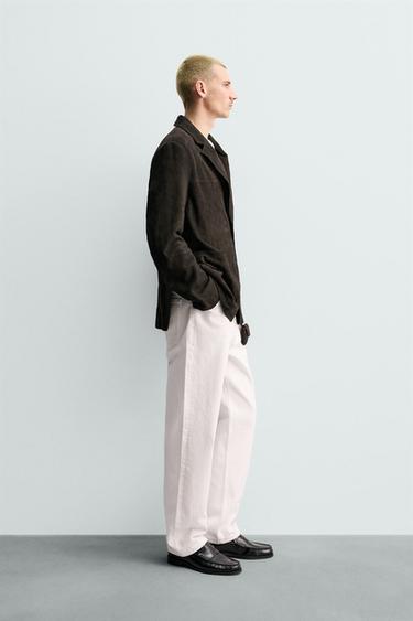 ORIGINS SUEDE LEATHER BLAZER - Taupe grey by Zara - Image 3