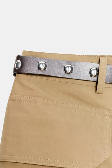 MINI JUPE CARGO AVEC CEINTURE - Camel moyen de Zara - Image 2