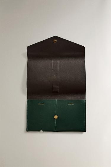 PORTEFEUILLE ORGANISATEUR CUIR CÂBLE - Vert de Zara - Image 1