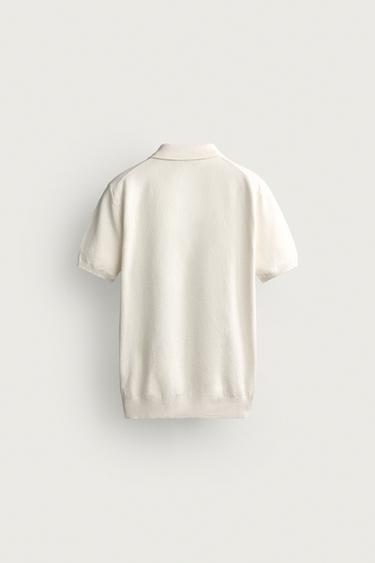 POLO EN MAILLE REGULAR FIT STRUCTURÉ - Blanc de Zara - Image 7