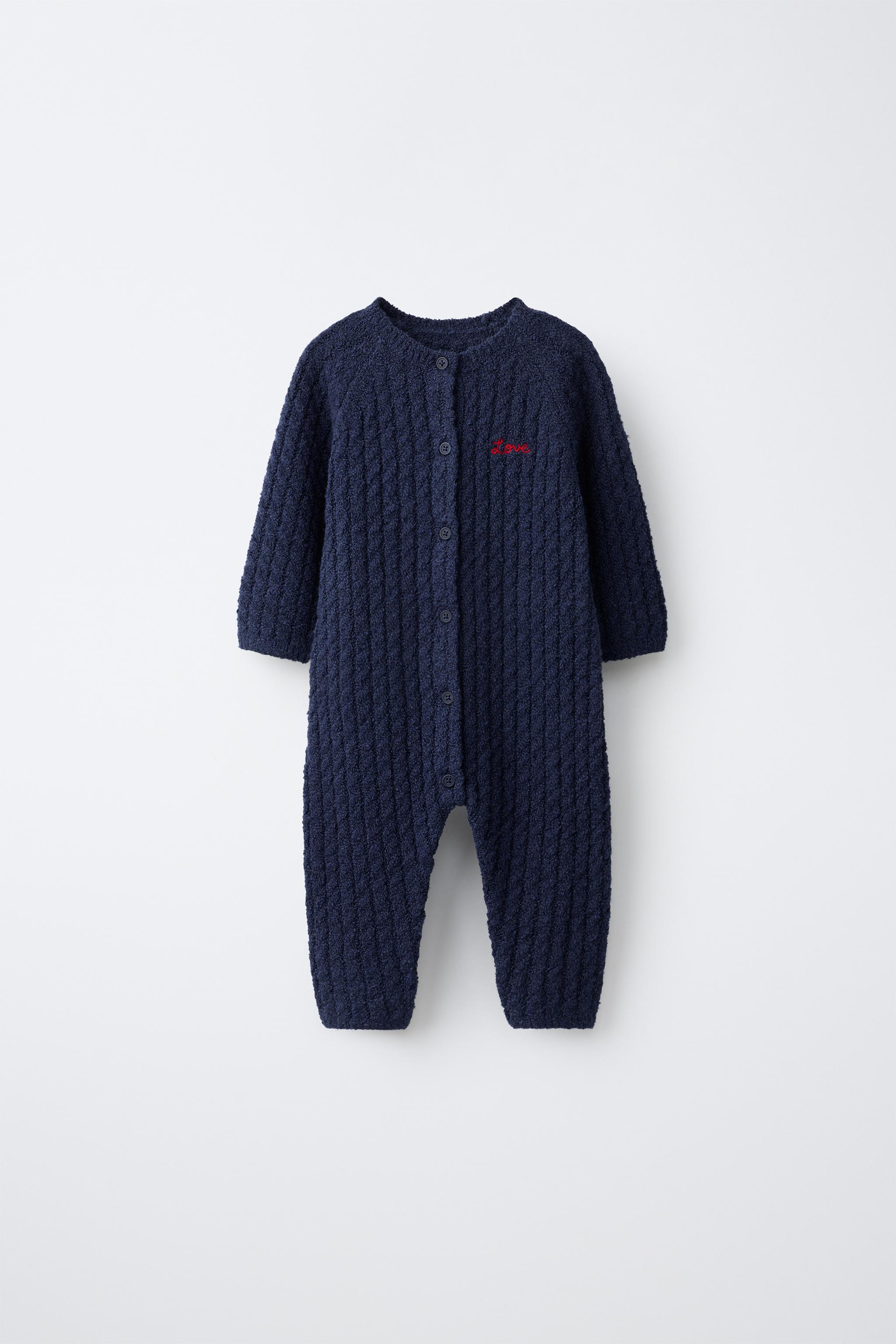 EMBROIDERED CABLE-KNIT LONG JUMPSUIT