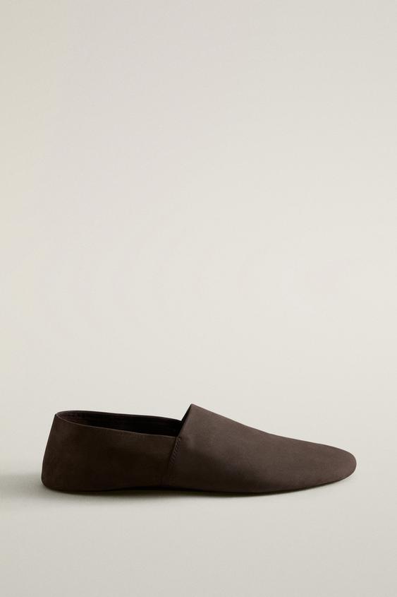 LEATHER TRAVEL BABOUCHE SLIPPERS - Brown by Zara - Image 0