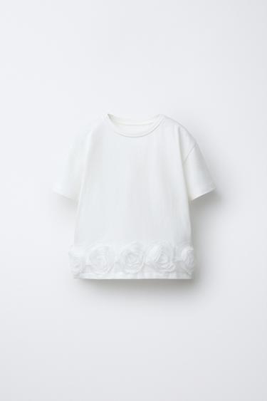 FLORAL APPLIQUÉ T-SHIRT - White by Zara - Image 0