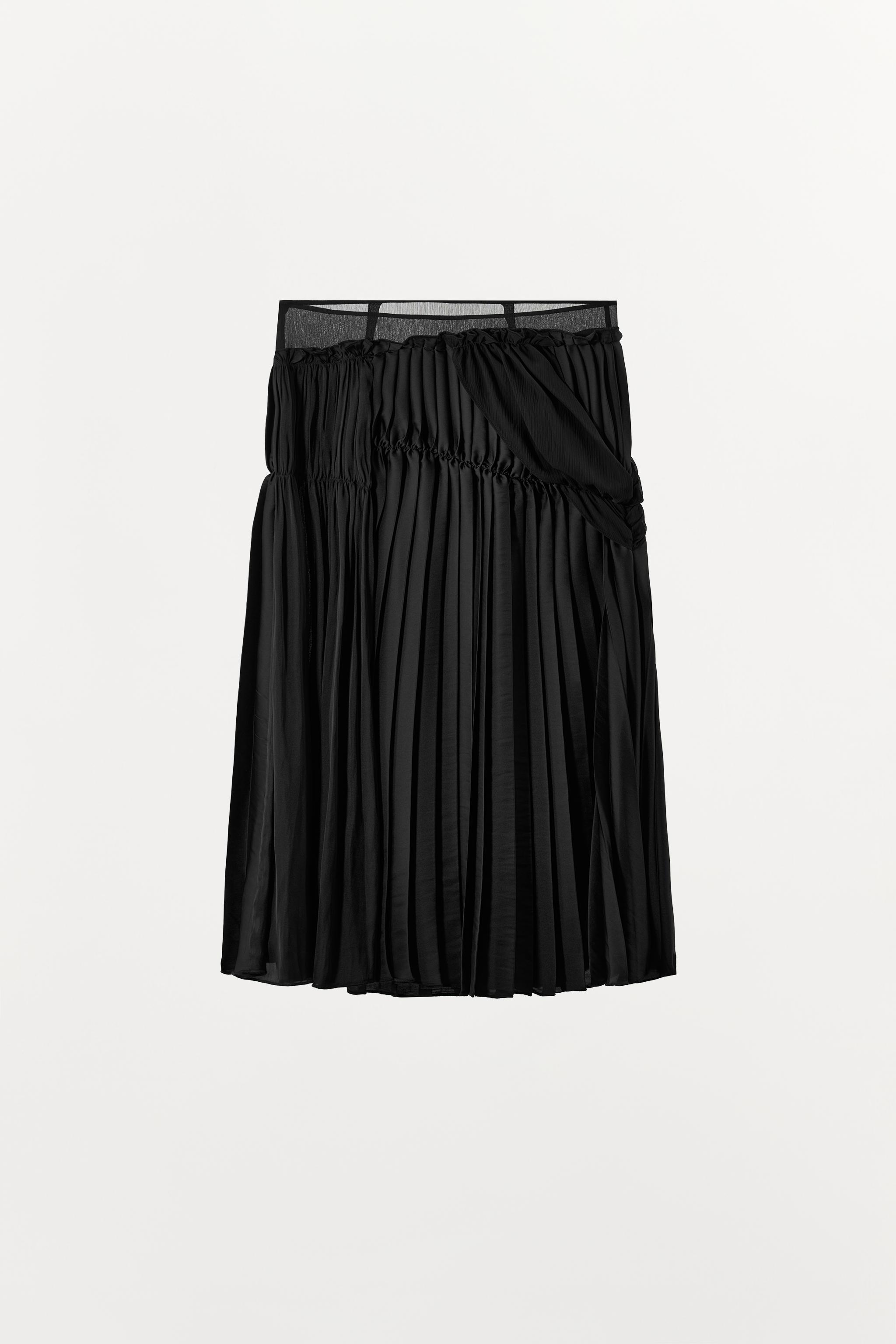 COMBINATION PLEATED MIDI SKIRT