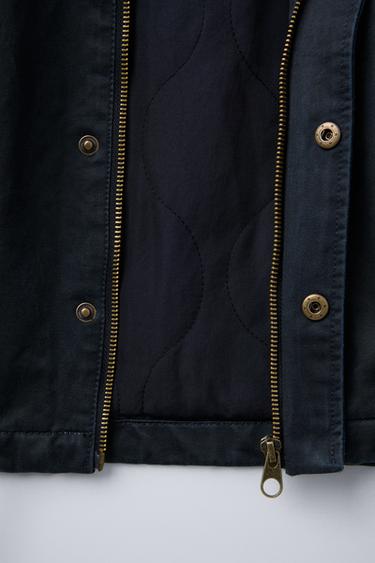 WAXED PARKA WITH POCKETS - Navy blue by Zara - Image 4
