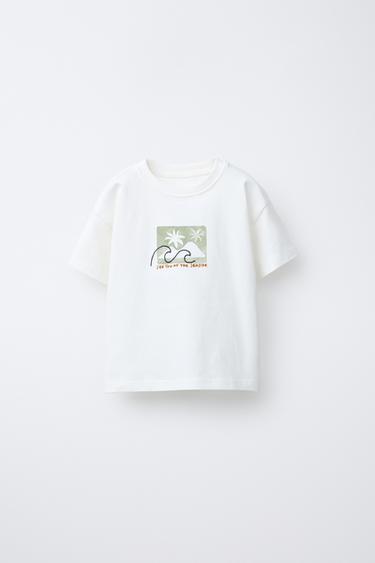 CAMISETA ESTAMPADA Y BORDADOS - Blanco de Zara