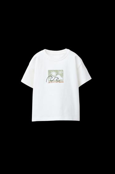 BEDRUCKTES T-SHIRT MIT STICKEREIEN - Weiß von Zara - Bild 0