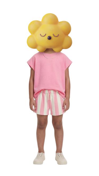 Zara STRIPED PLUSH SHORTS - Pastel pink
