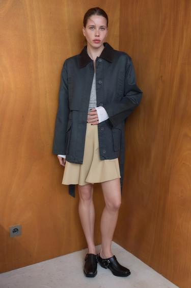 CHAQUETA ENCERADA CUELLO PANA - Marino de Zara