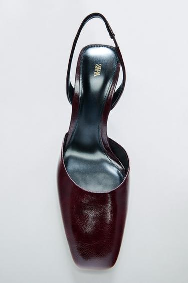 SQUARE-TOE HEELS - Burgundy Red by Zara