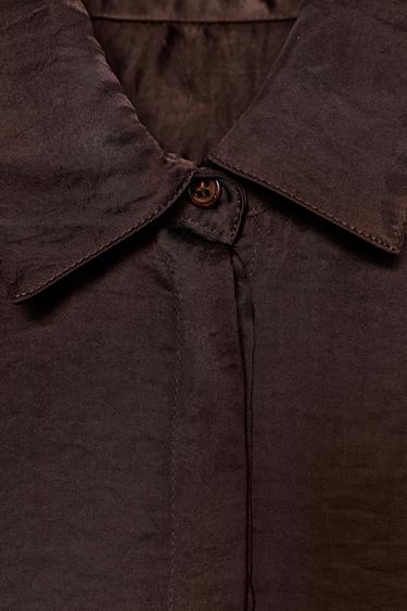 SATIN SHIRT ZW COLLECTION - Brown by Zara - Image 6