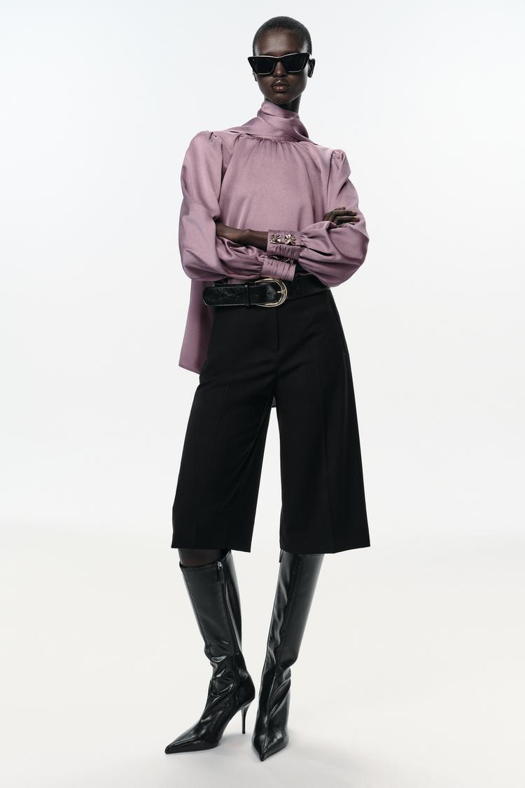 CAMISA SATINADA LAZO Malva ZARA España