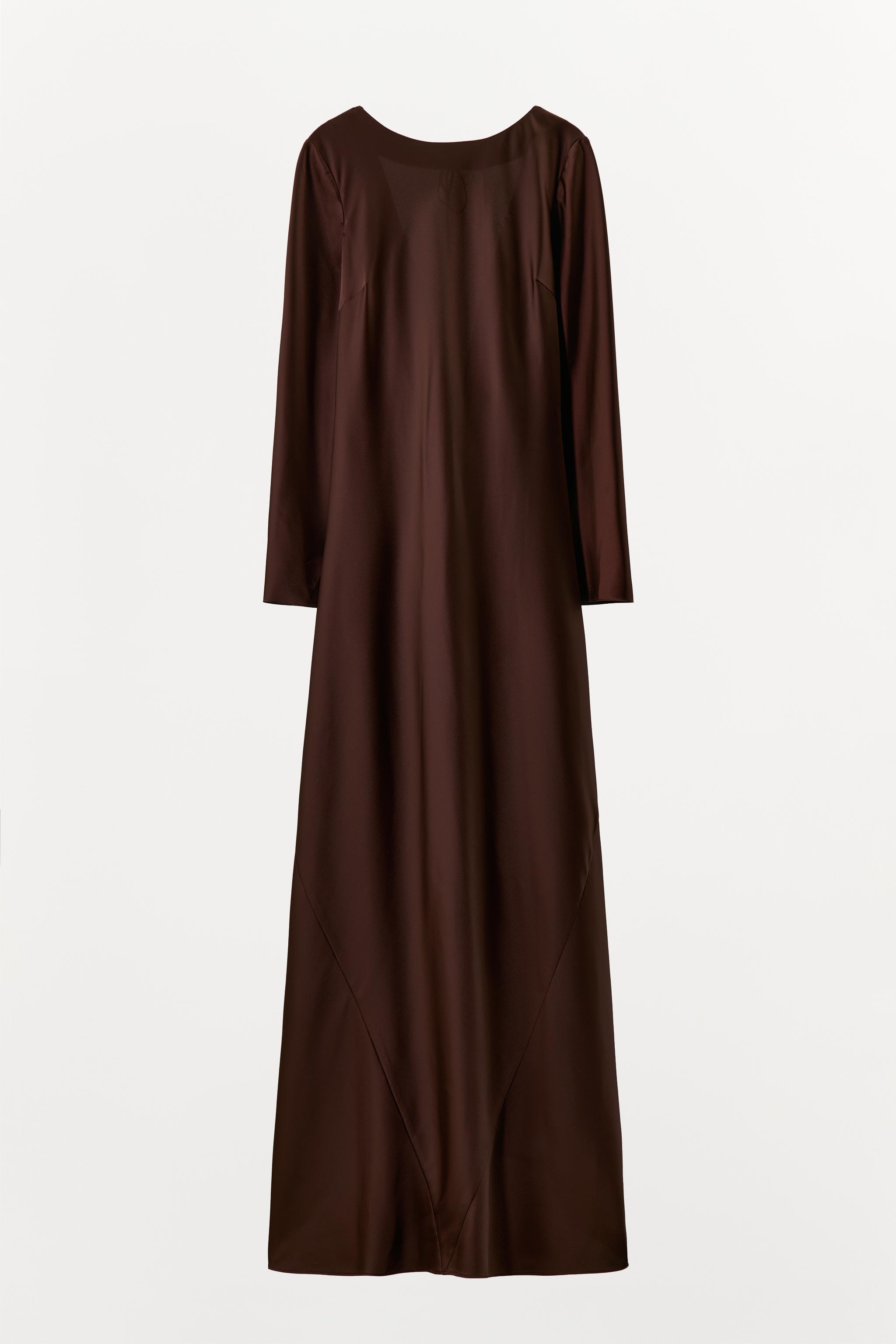 【ZARA】サテン ミディワンピース 5344/521/700 サテン ミディワンピース - ブラウン | ZARA Japan / 日本